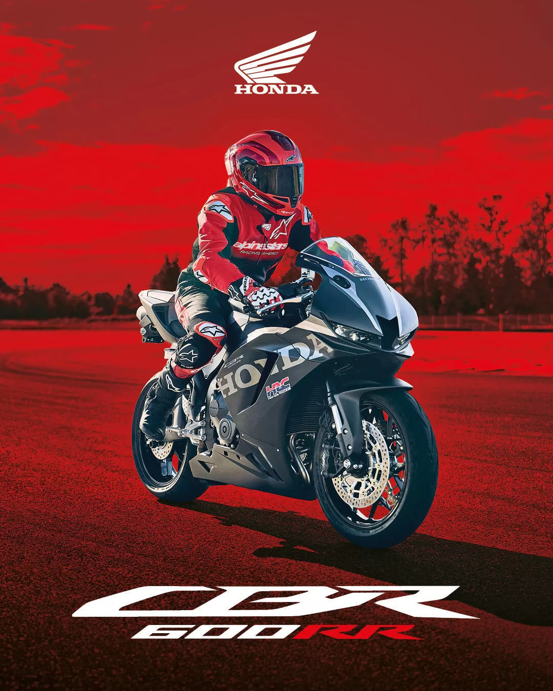 2027 Honda CBR600RR in Black, three-quarter front view